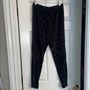 Black Sequin Jogger Pants